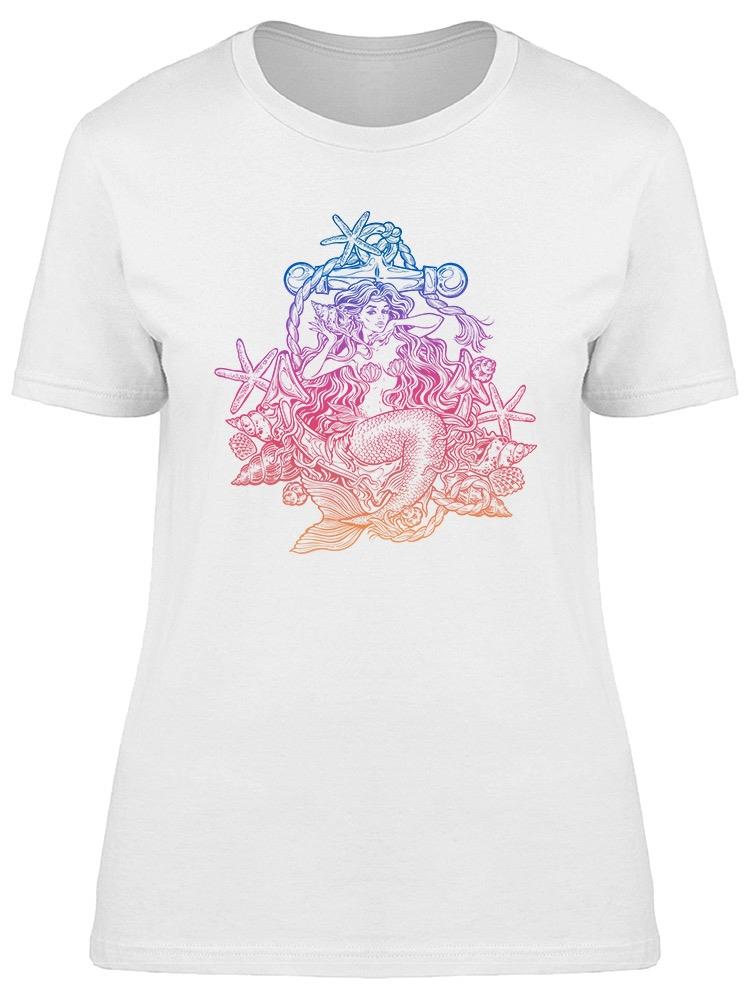 Playera Smartprintsink Mujer Sirena Con Ancla Y Corales A Colores