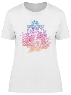 Foto 1 | Playera Smartprintsink Mujer Sirena Con Ancla Y Corales A Colores