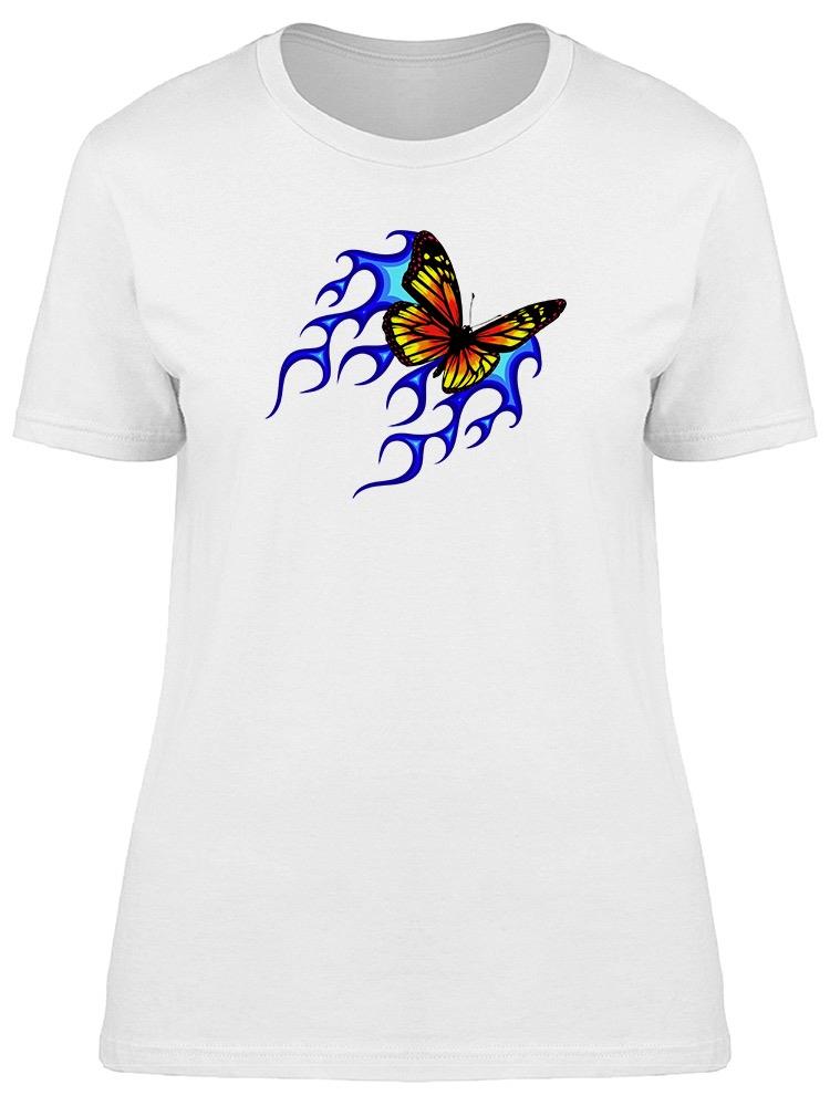 Foto 2 pulgar | Playera Smartprintsink Mujer Mariposa Con Flamas Azules