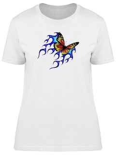 Foto 1 | Playera Smartprintsink Mujer Mariposa Con Flamas Azules