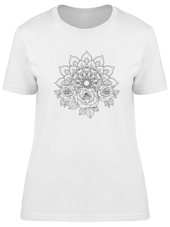 Foto 1 | Playera Smartprintsink Mujer Ilustración Rosas con Mándala