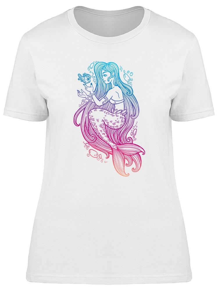Foto 2 pulgar | Playera Smartprintsink Mujer Sirena A Colores Con Pez Dorado