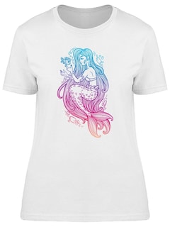 Foto 1 | Playera Smartprintsink Mujer Sirena A Colores Con Pez Dorado
