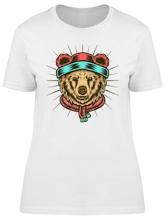 Foto 1 | Playera Smartprintsink Mujer Ilustración/ Oso Con Bufanda