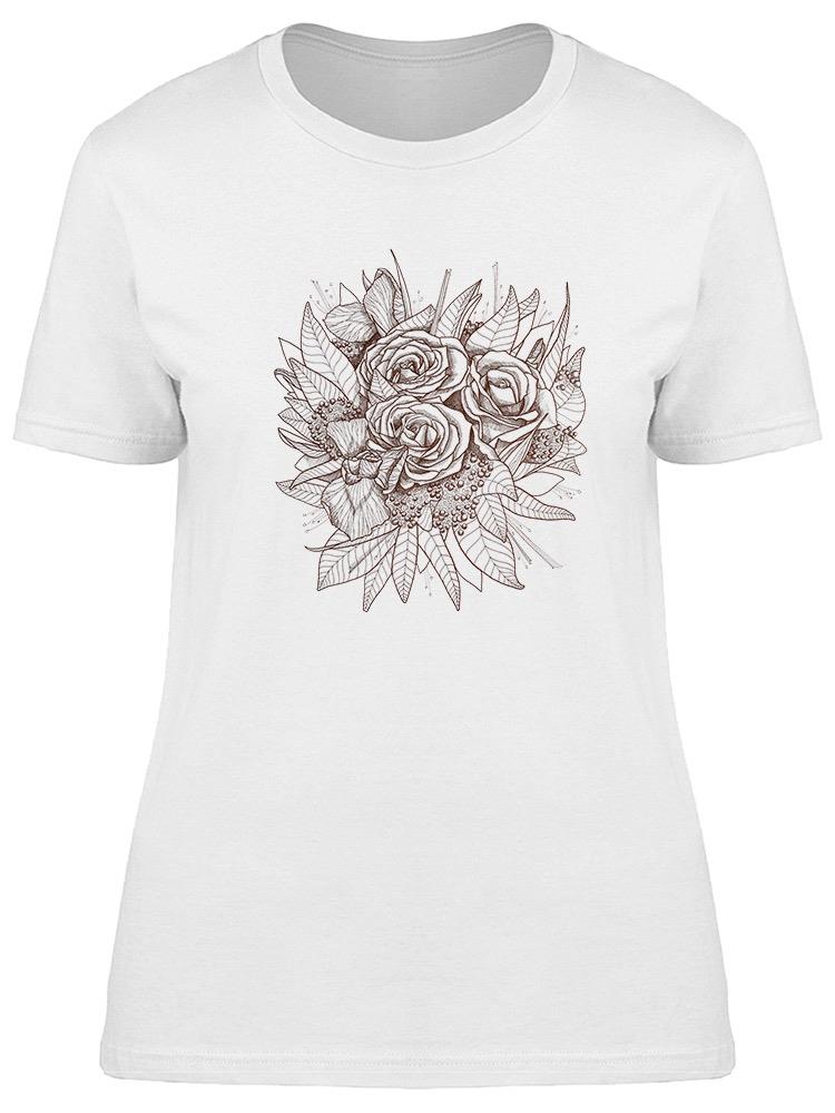 Foto 2 pulgar | Playera Smartprintsink Mujer Ilustración A Lápiz/ Rosales Con Perlas