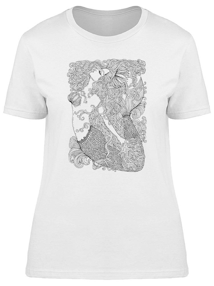 Foto 2 pulgar | Playera Smartprintsink Mujer Sirena Con Cabello Rizado