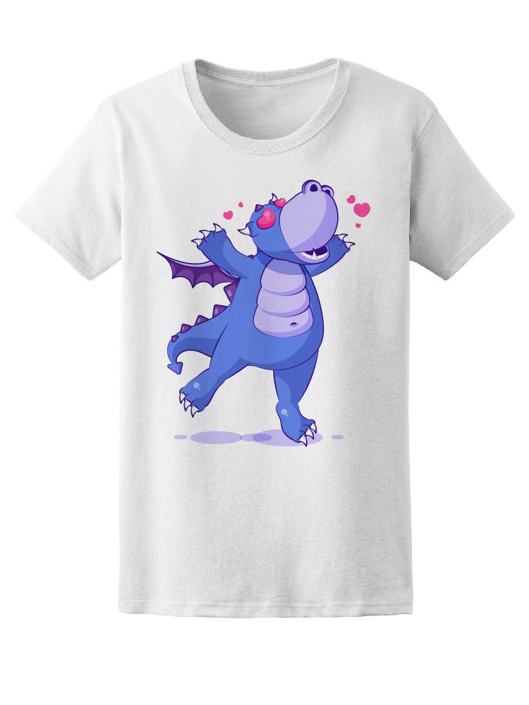 Foto 2 pulgar | Playera para Mujer Smartprintsink color Blanco Estampado Dragón Enamorado