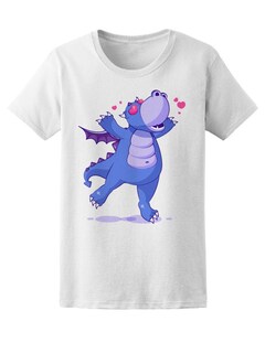Foto 1 | Playera para Mujer Smartprintsink color Blanco Estampado Dragón Enamorado