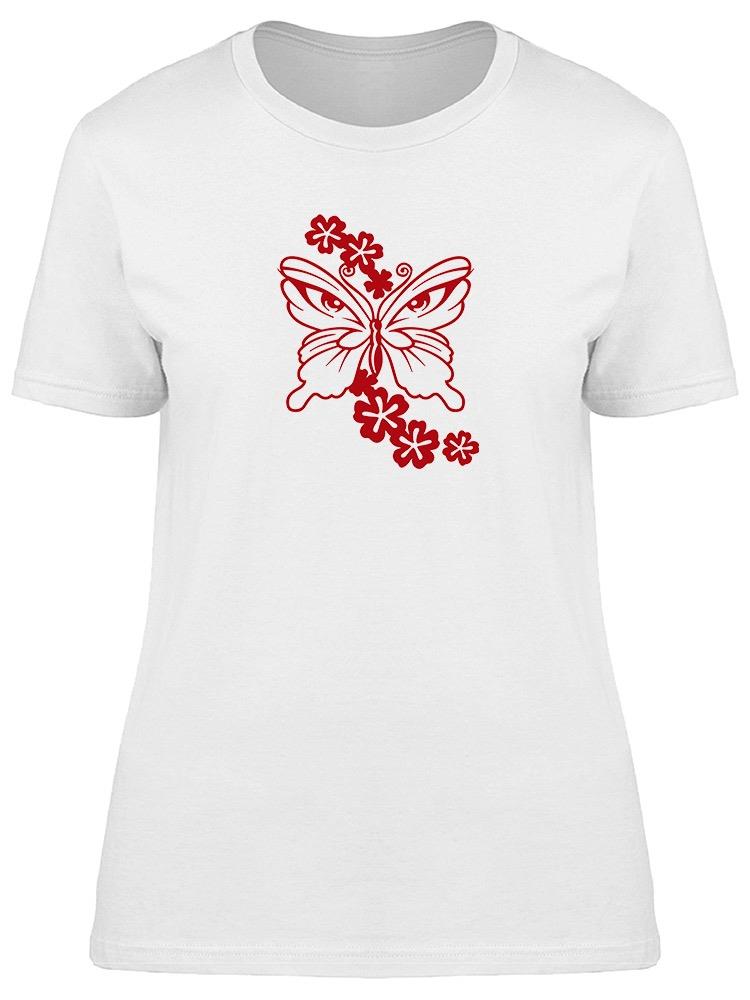 Foto 2 pulgar | Playera Smartprintsink Mujer Mariposa Roja Con Flores