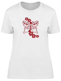 Foto 1 | Playera Smartprintsink Mujer Mariposa Roja Con Flores