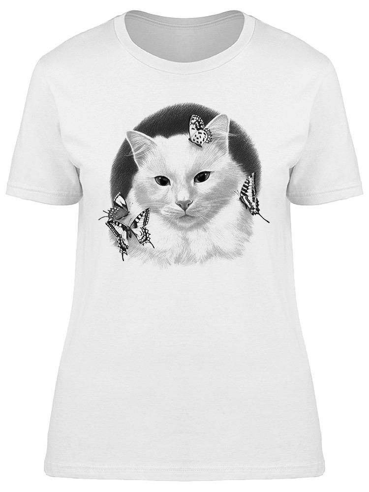 Foto 2 pulgar | Playera Smartprintsink Mujer Ilustración A Lápiz/ Gato Con Mariposas