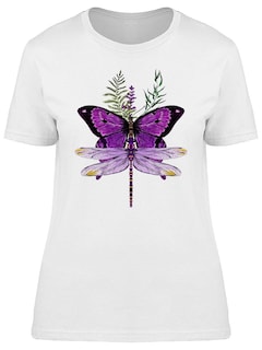 Foto 1 | Playera Smartprintsink Mujer Ilustración/ Mariposa y Líbelula