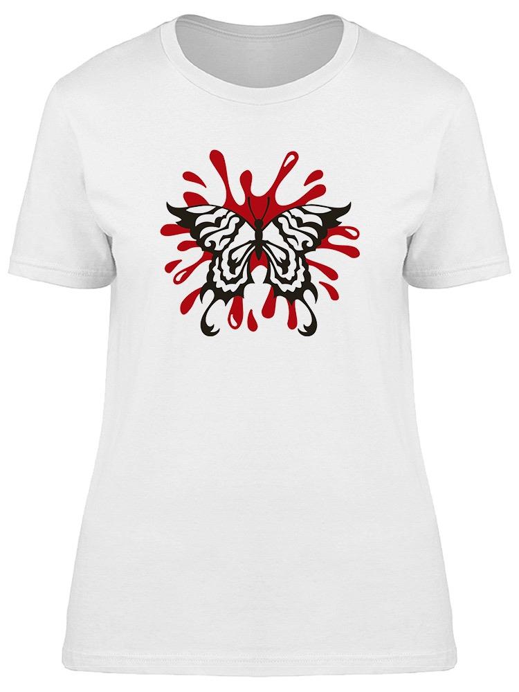 Foto 2 pulgar | Playera Smartprintsink Mujer Mariposa Con Pintura Roja