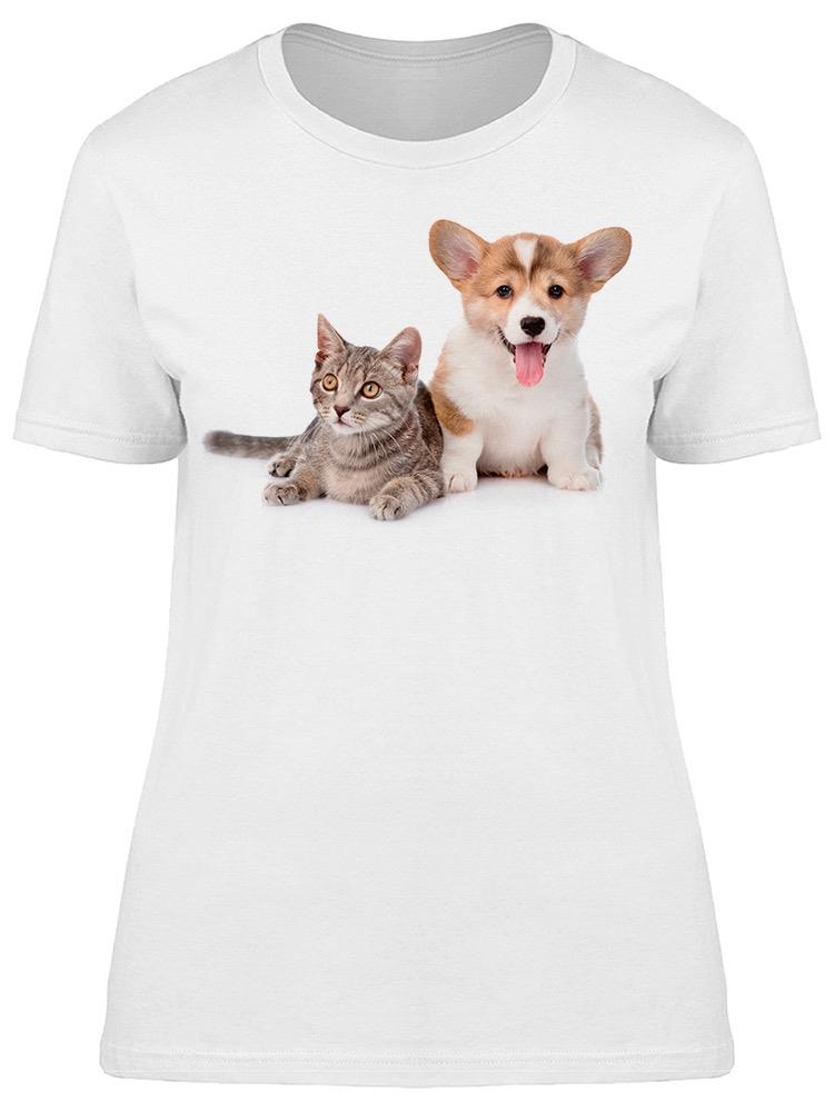 Foto 2 pulgar | Playera Smartprintsink Mujer Fotografía/ Cachorro Corgie y Gatito