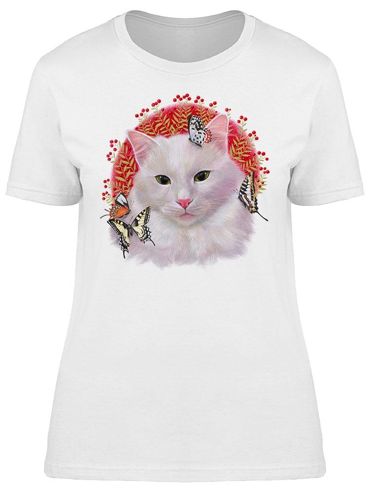 Foto 2 pulgar | Playera Smartprintsink Mujer Ilustración A Color/ Gato Con Mariposas