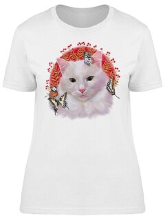 Foto 1 | Playera Smartprintsink Mujer Ilustración A Color/ Gato Con Mariposas