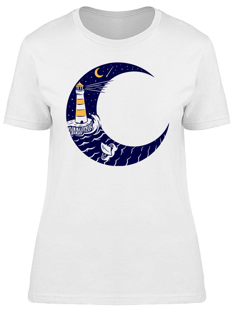 Playera Smartprintsink Mujer Luna Con Faro Y Mar