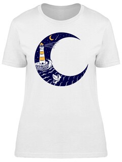 Foto 1 | Playera Smartprintsink Mujer Luna Con Faro Y Mar