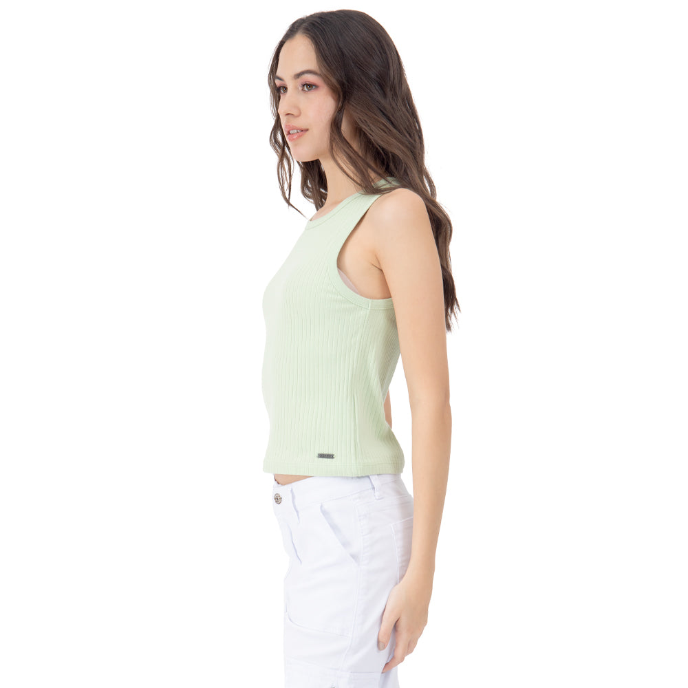 Foto 3 pulgar | Crop Top Con Canales Para Mujer Quarry Color Verde
