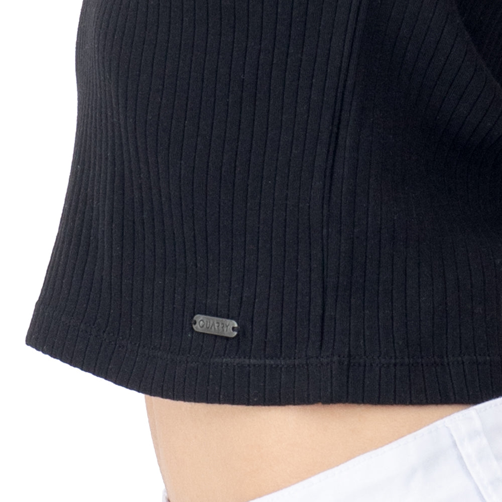 Foto 5 pulgar | Crop Top Con Canales Para Mujer Quarry Color Negro