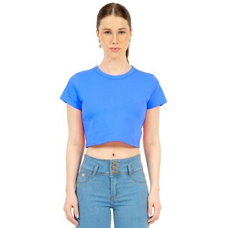 Foto 1 | Playera Crop Básica Manga Corta Para Mujer Quarry Color Azul
