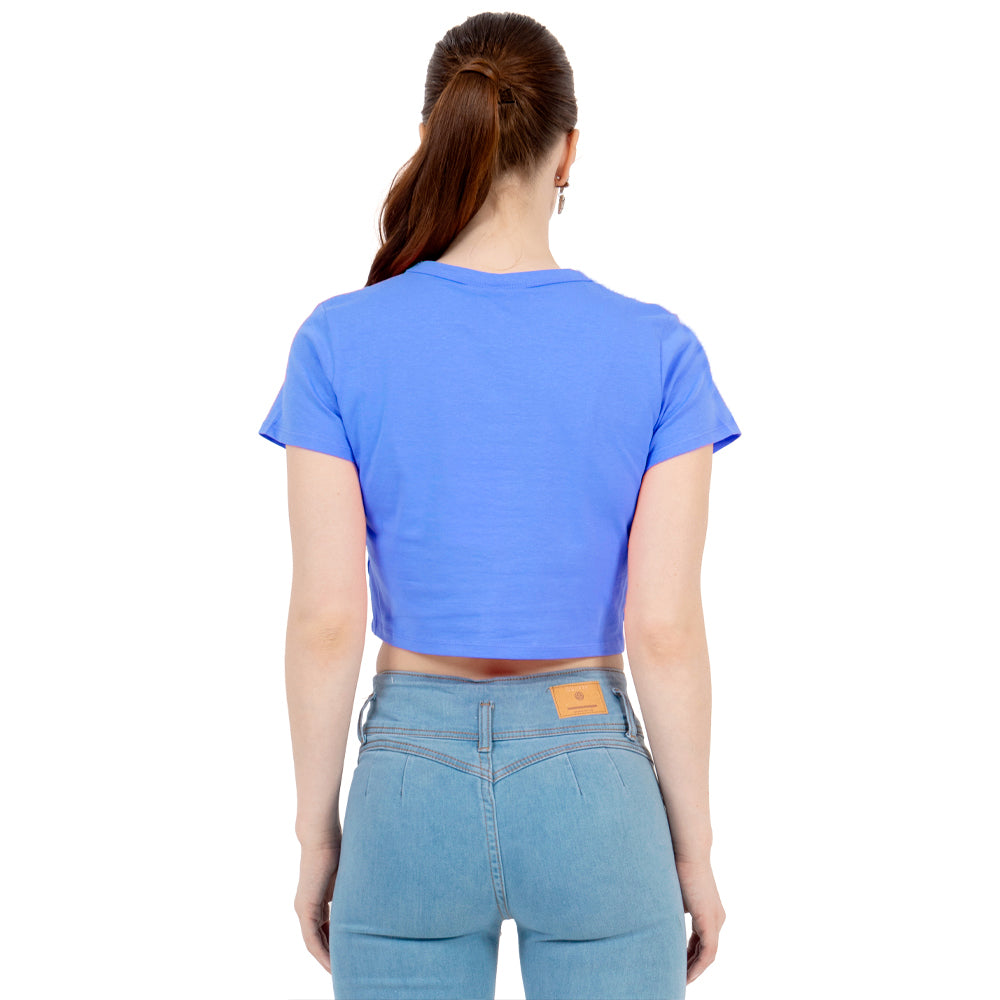 Foto 4 pulgar | Playera Crop Básica Manga Corta Para Mujer Quarry Color Azul