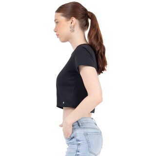 Foto 2 | Playera Crop Básica Manga Corta Para Mujer Quarry Color Negro
