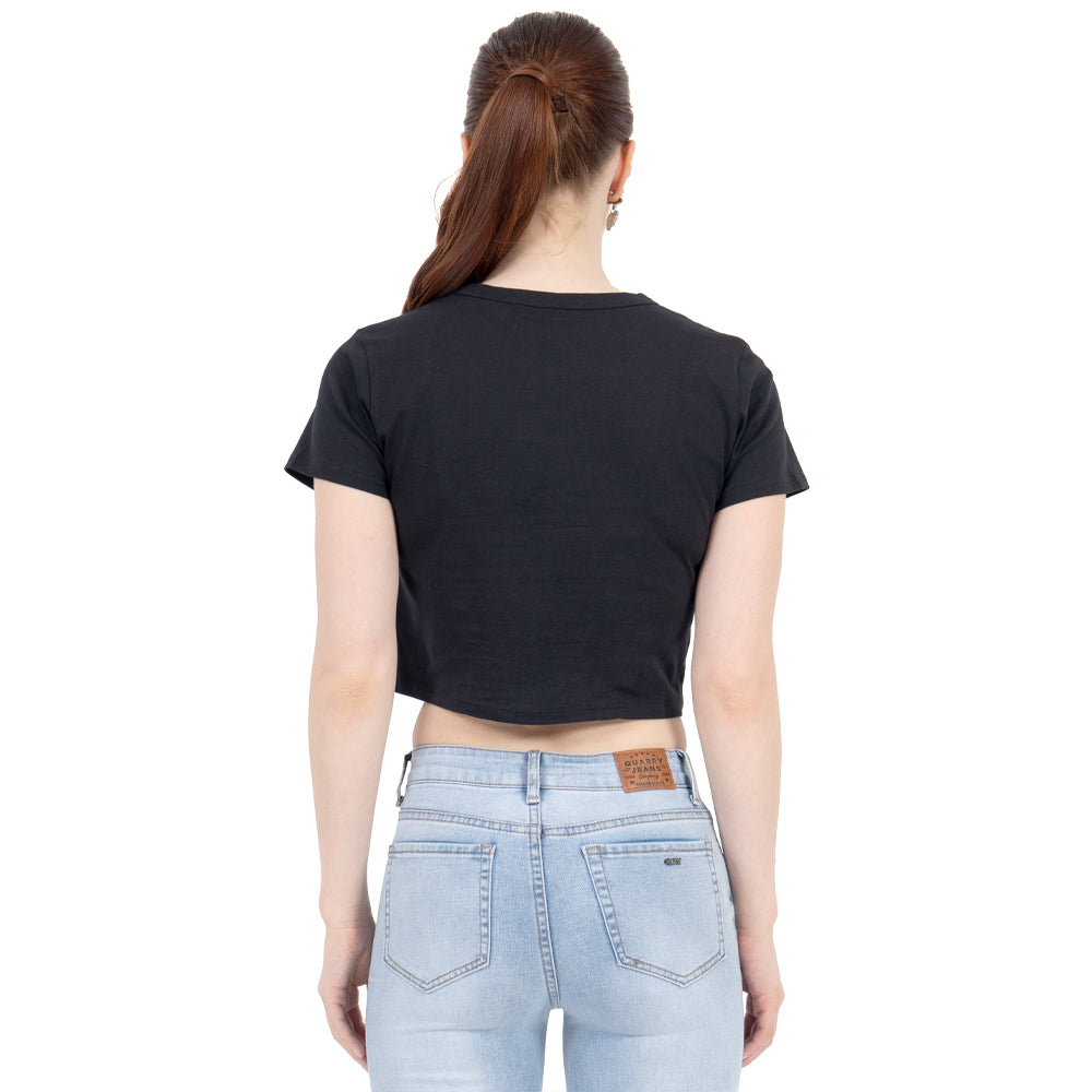 Foto 4 pulgar | Playera Crop Básica Manga Corta Para Mujer Quarry Color Negro