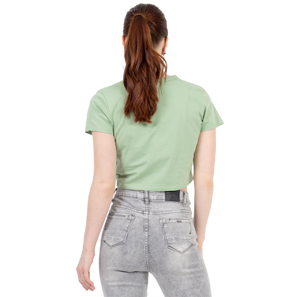 Foto 4 pulgar | Playera Crop Básica Manga Corta Para Mujer Quarry Color Verde Claro/agua
