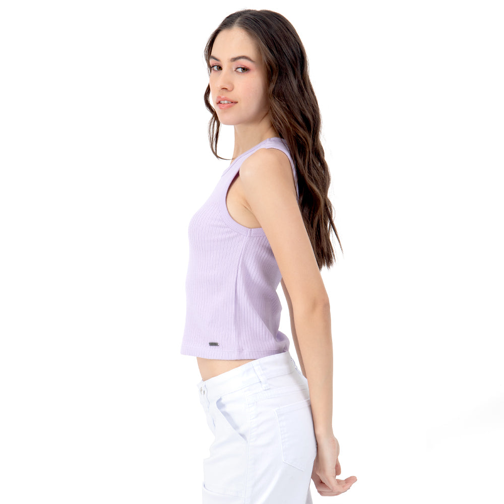 Foto 3 pulgar | Crop Top Con Canales Para Mujer Quarry Color Morado Claro