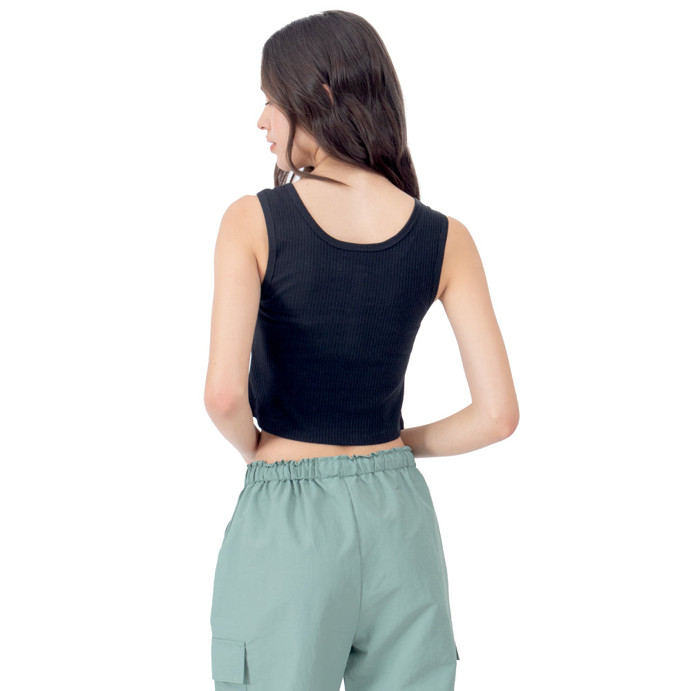 Foto 4 pulgar | Crop Top Con Botones Para Mujer Quarry Color Negro