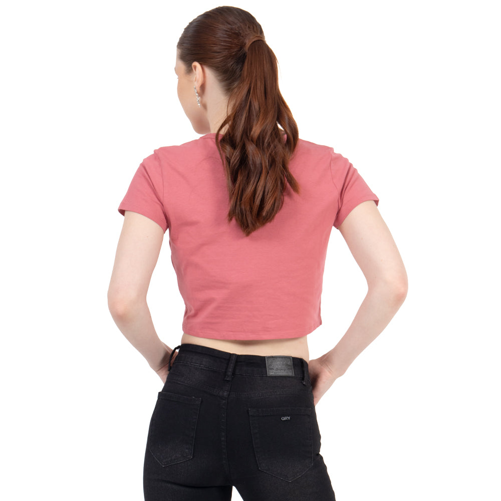 Foto 4 pulgar | Playera Crop Básica Manga Corta Para Mujer Quarry Color Rosa