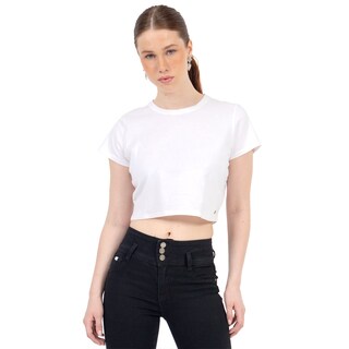 Foto 1 | Playera Crop Básica Manga Corta Para Mujer Quarry Color Blanco