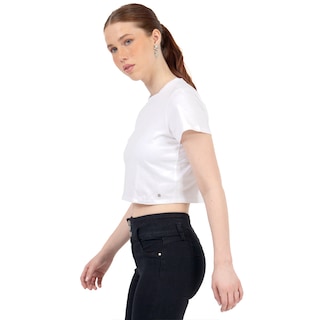 Foto 2 | Playera Crop Básica Manga Corta Para Mujer Quarry Color Blanco