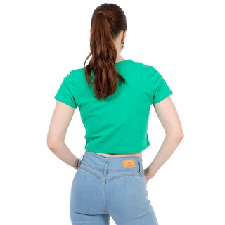 Foto 3 | Playera Crop Básica Manga Corta Para Mujer Quarry Color Verde