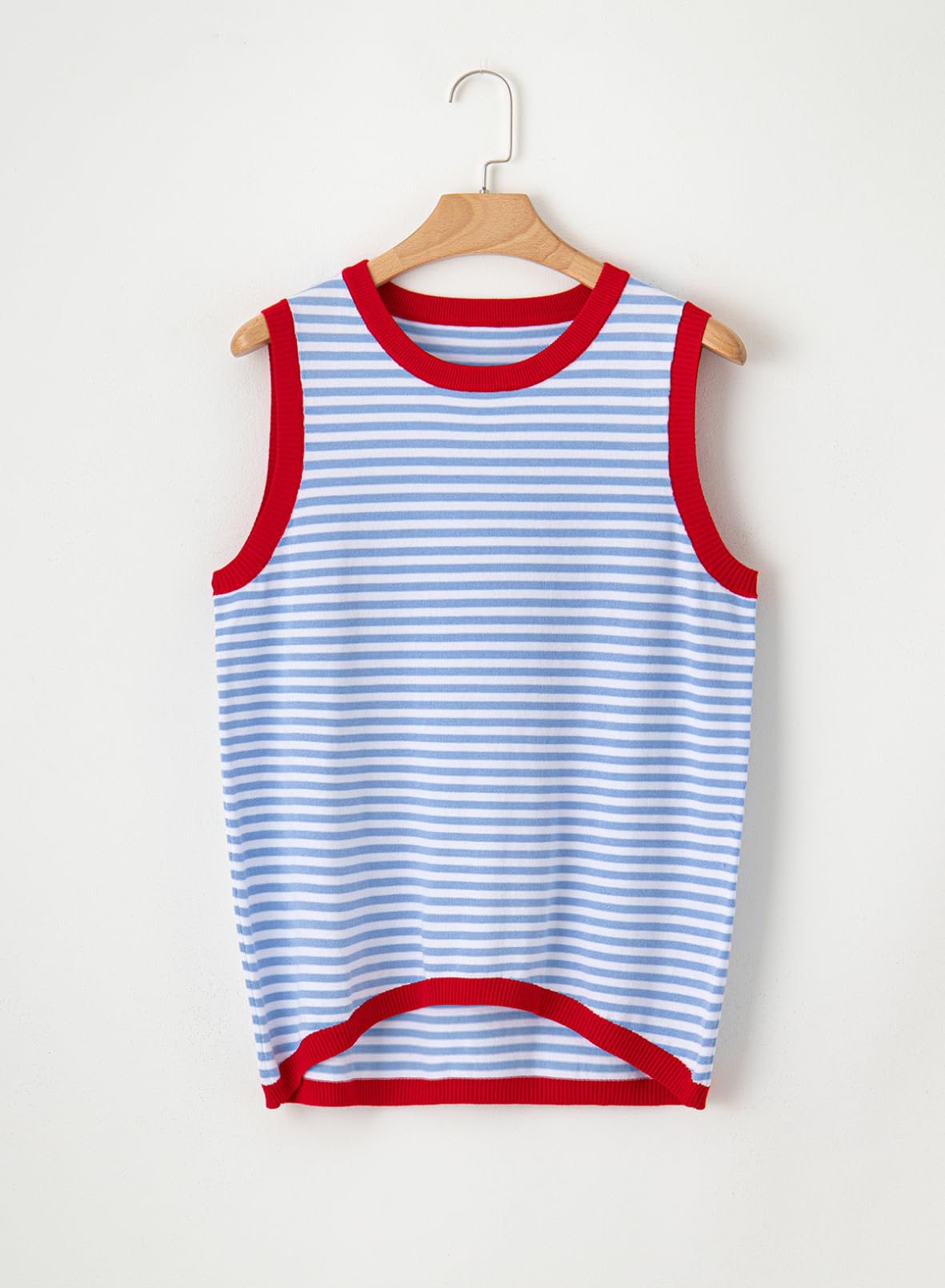 Foto 4 pulgar | Camiseta Sin Mangas Dokotoo 2025 Summer Para Mujer A Rayas Azul Cielo - Venta Internacional.
