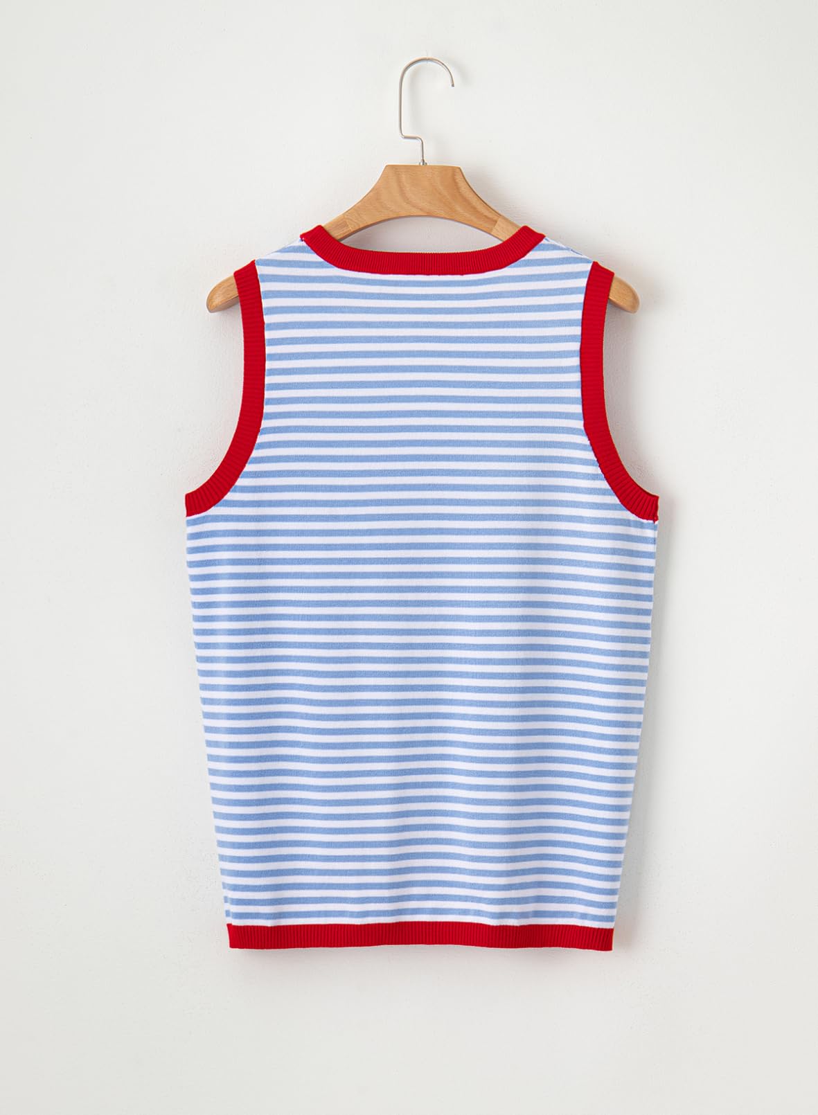 Foto 5 pulgar | Camiseta Sin Mangas Dokotoo 2025 Summer Para Mujer A Rayas Azul Cielo - Venta Internacional.