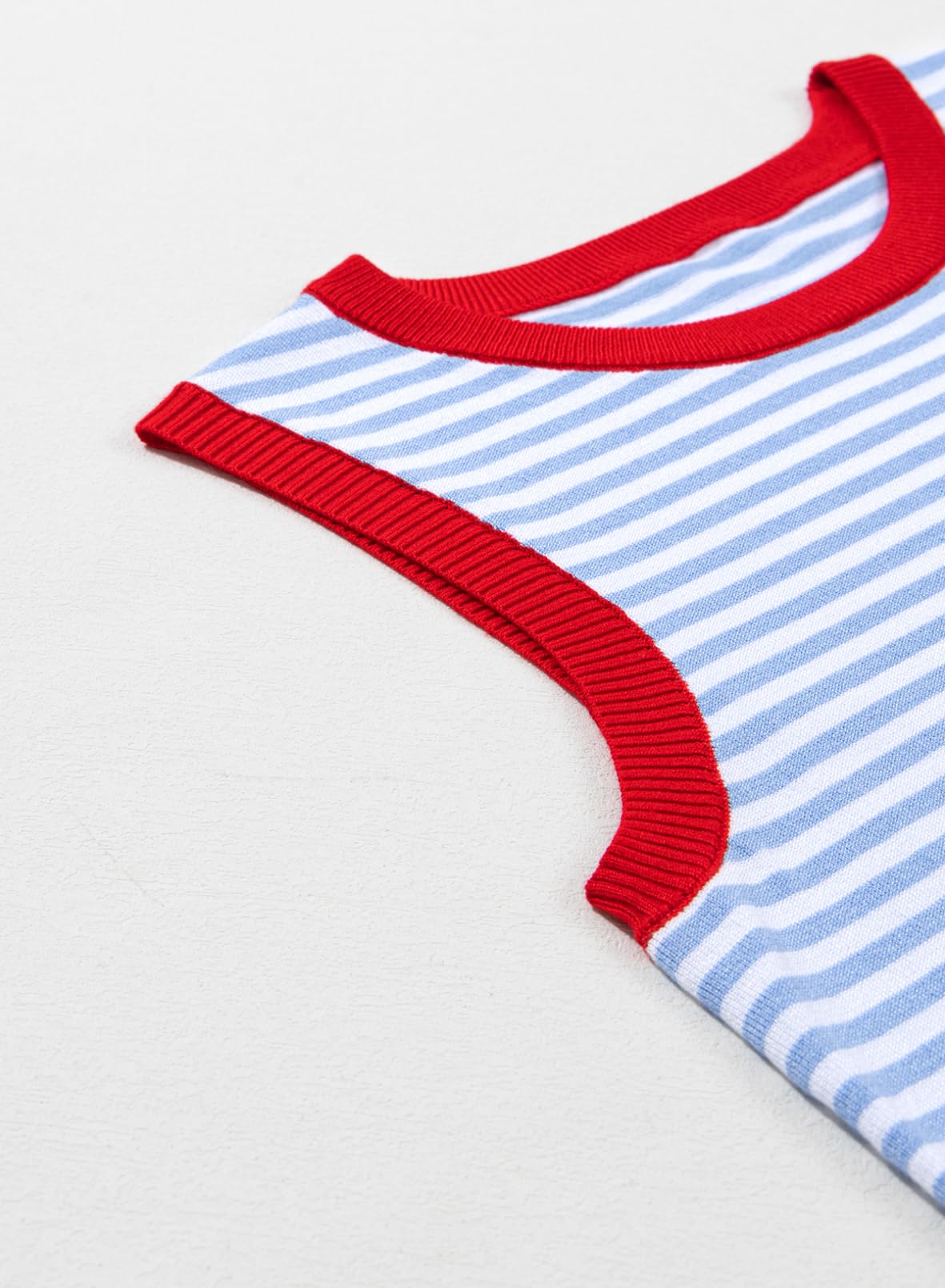 Foto 6 pulgar | Camiseta Sin Mangas Dokotoo 2025 Summer Para Mujer A Rayas Azul Cielo - Venta Internacional.