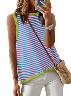 Foto 1 | Camiseta Sin Mangas Dokotoo Summer Para Mujer Casual De Punto Verde A Rayas - Venta Internacional.