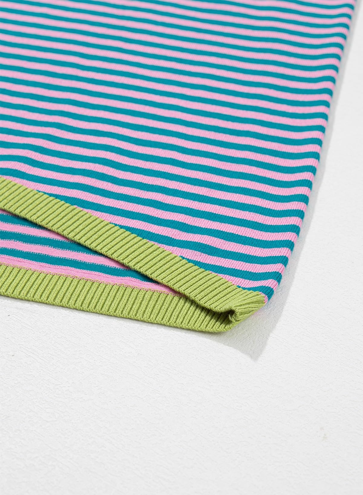Foto 6 pulgar | Camiseta Sin Mangas Dokotoo Summer Para Mujer Casual De Punto Verde A Rayas - Venta Internacional.