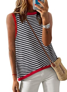 Foto 1 | Camiseta Sin Mangas Dokotoo Casual De Cuello Alto De Verano Para Mujer Negra - Venta Internacional.