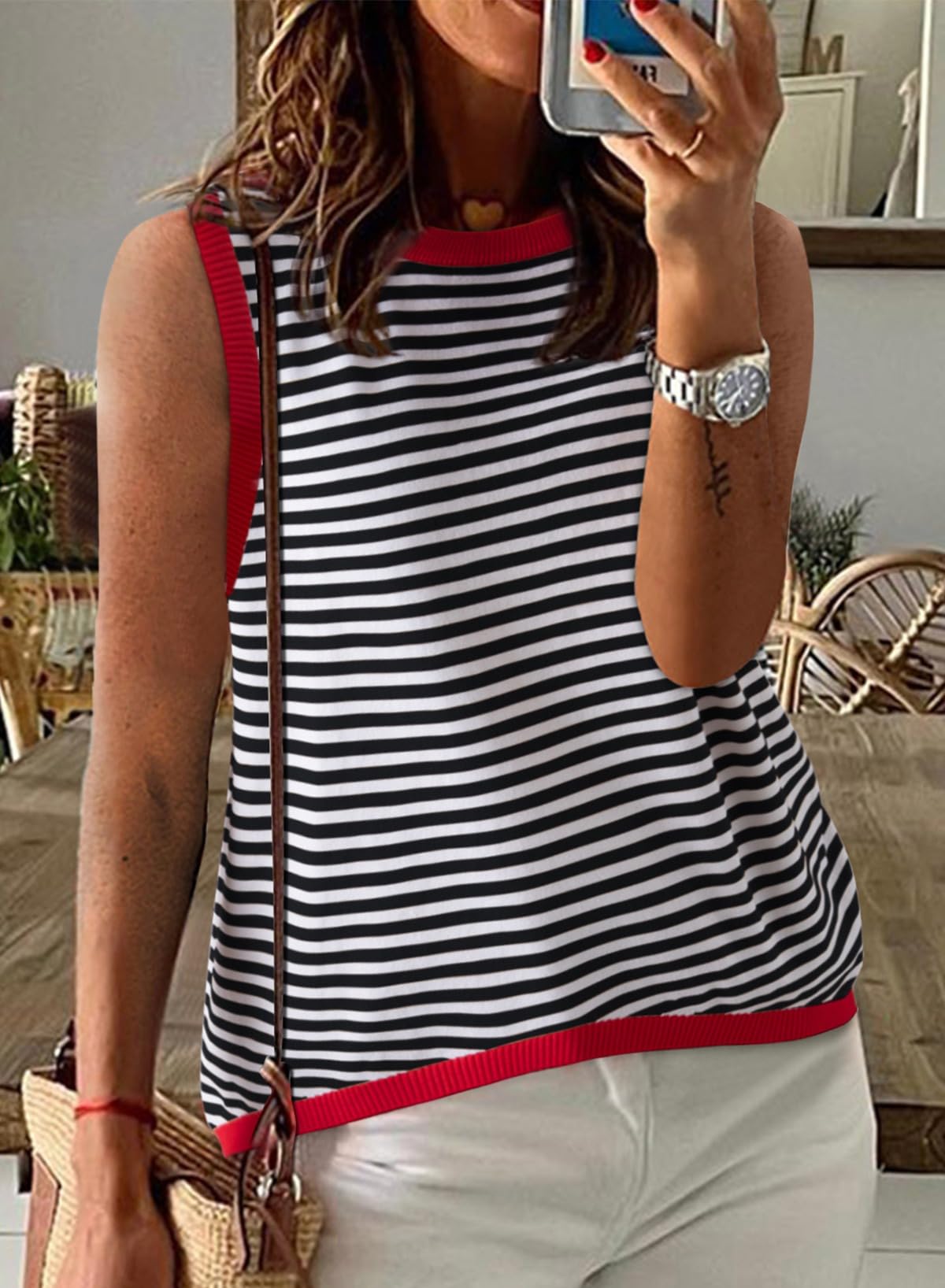 Foto 4 pulgar | Camiseta Sin Mangas Dokotoo Casual De Cuello Alto De Verano Para Mujer Negra - Venta Internacional.