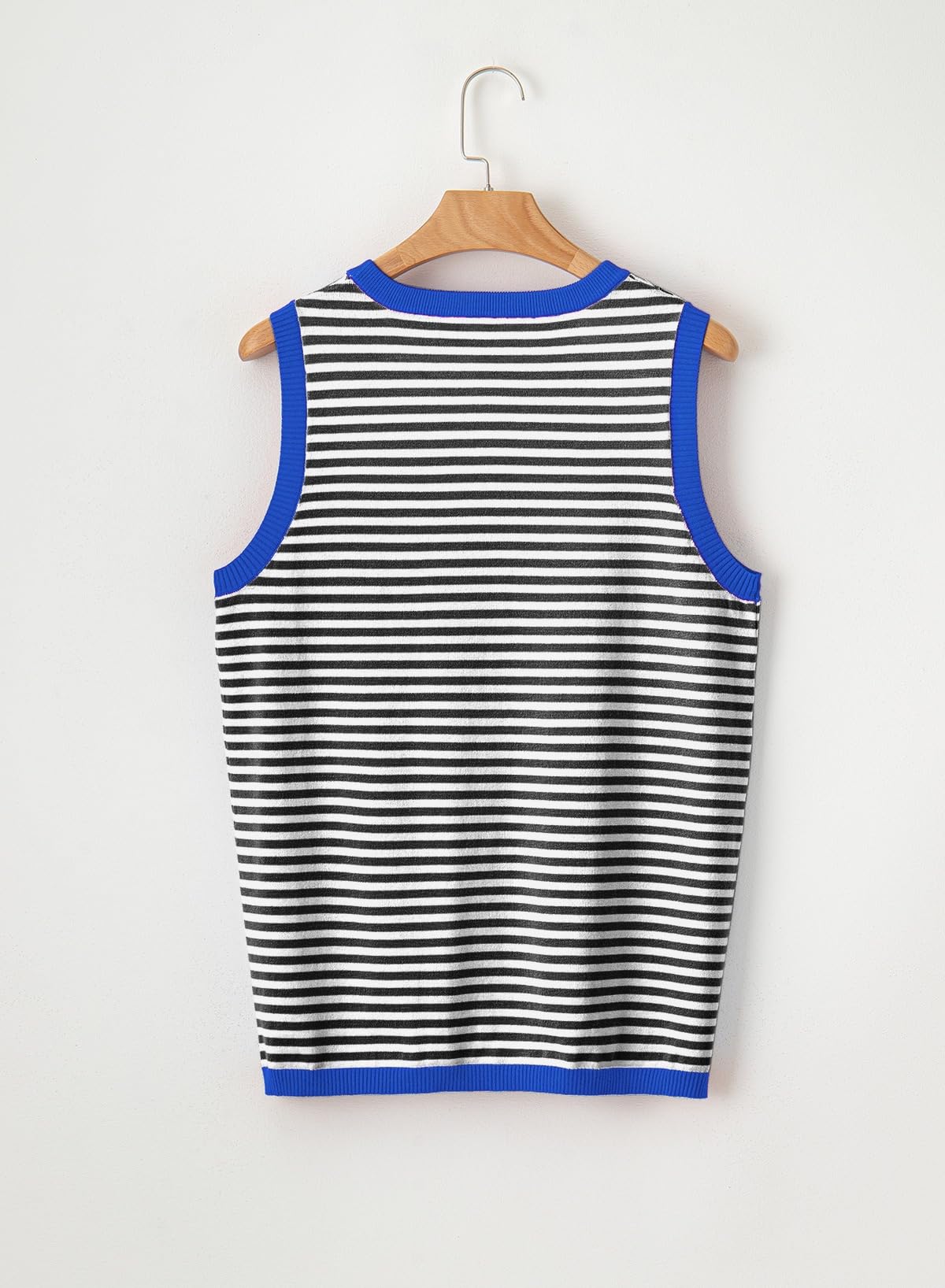Foto 6 pulgar | Camiseta Sin Mangas Dokotoo Summer Para Mujer Tejida A Rayas Negra - Venta Internacional.