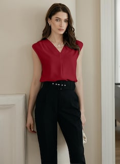 Foto 2 | Blusa Sin Mangas Evaless Para Mujer, Holgada, Casual, Con Cuello En V, De Verano - Venta Internacional.