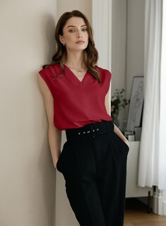 Foto 3 | Blusa Sin Mangas Evaless Para Mujer, Holgada, Casual, Con Cuello En V, De Verano - Venta Internacional.