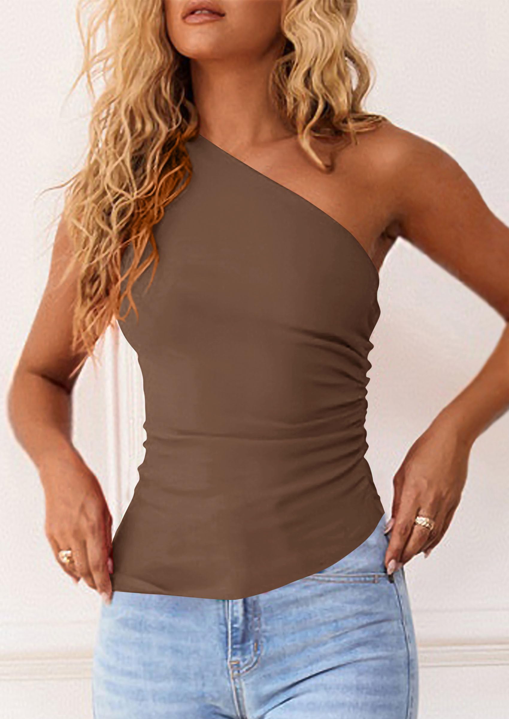 Foto 6 pulgar | Camiseta Sin Mangas Prettygarden Para Mujer 2025, Verano, Y2k, Con Un Solo Hombro - Venta Internacional.