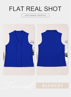 Foto 4 | Camiseta Sin Mangas Blencot Summer Para Mujer, Cuello En V, Gasa, Azul Oscuro, L - Venta Internacional.