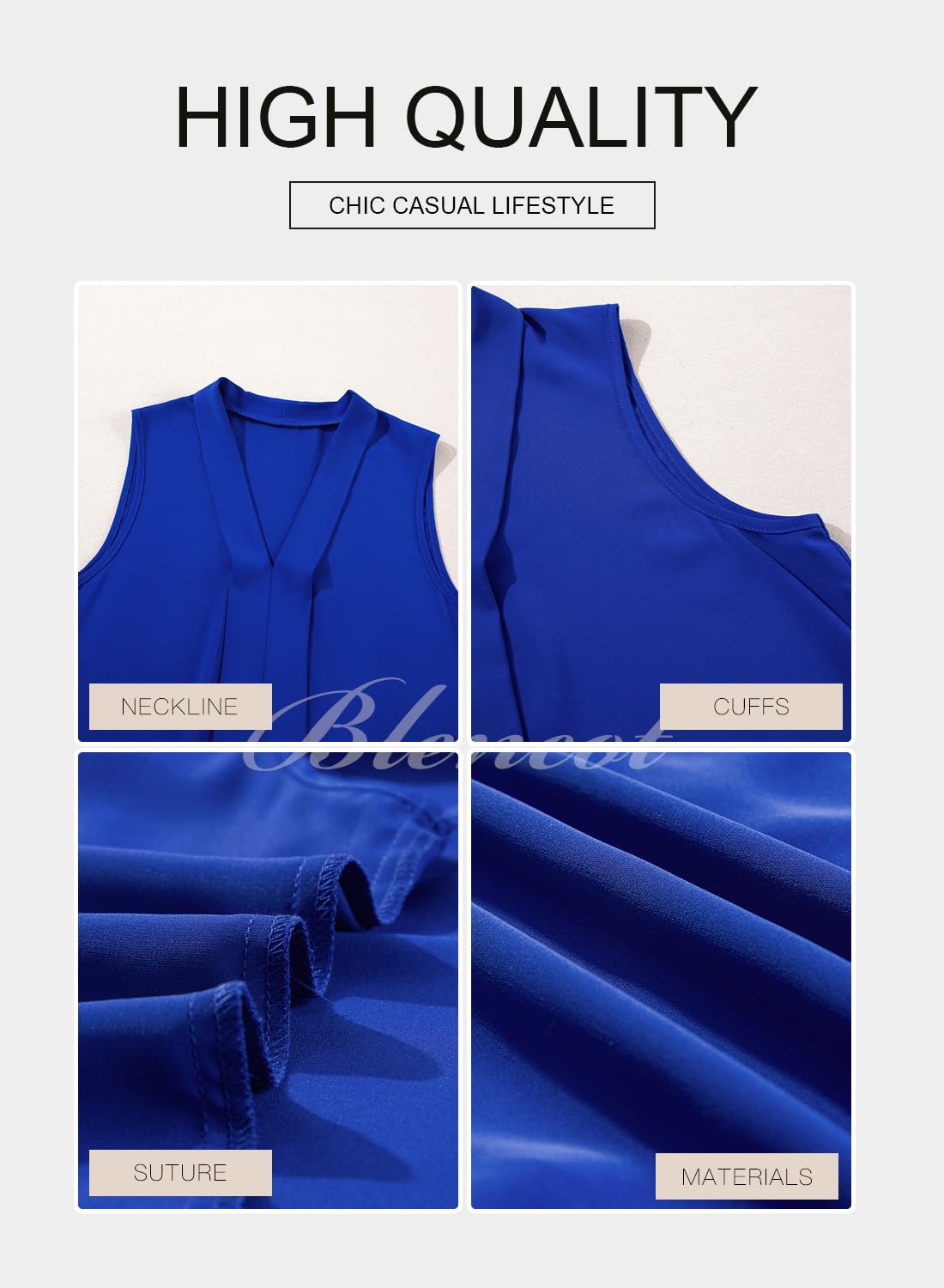 Foto 5 | Camiseta Sin Mangas Blencot Summer Para Mujer, Cuello En V, Gasa, Azul Oscuro, L - Venta Internacional.