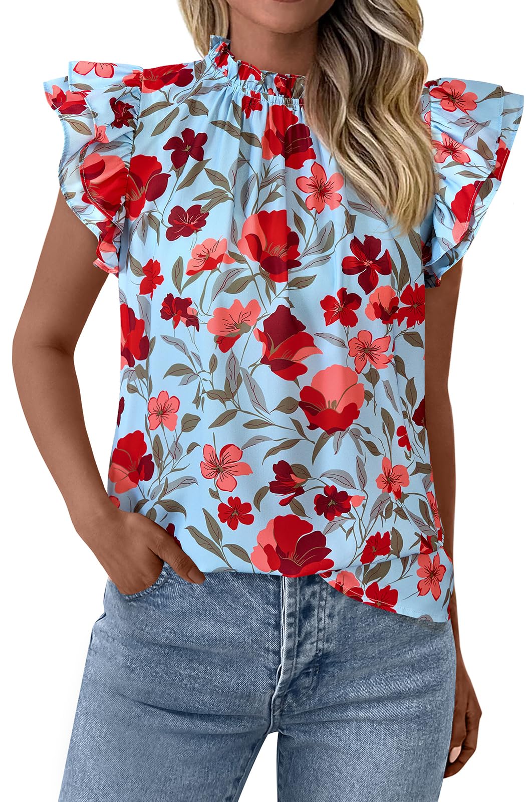 Blusa Prettygarden De Chifón De Manga Corta Con Volantes Para Mujer - Venta Internacional.