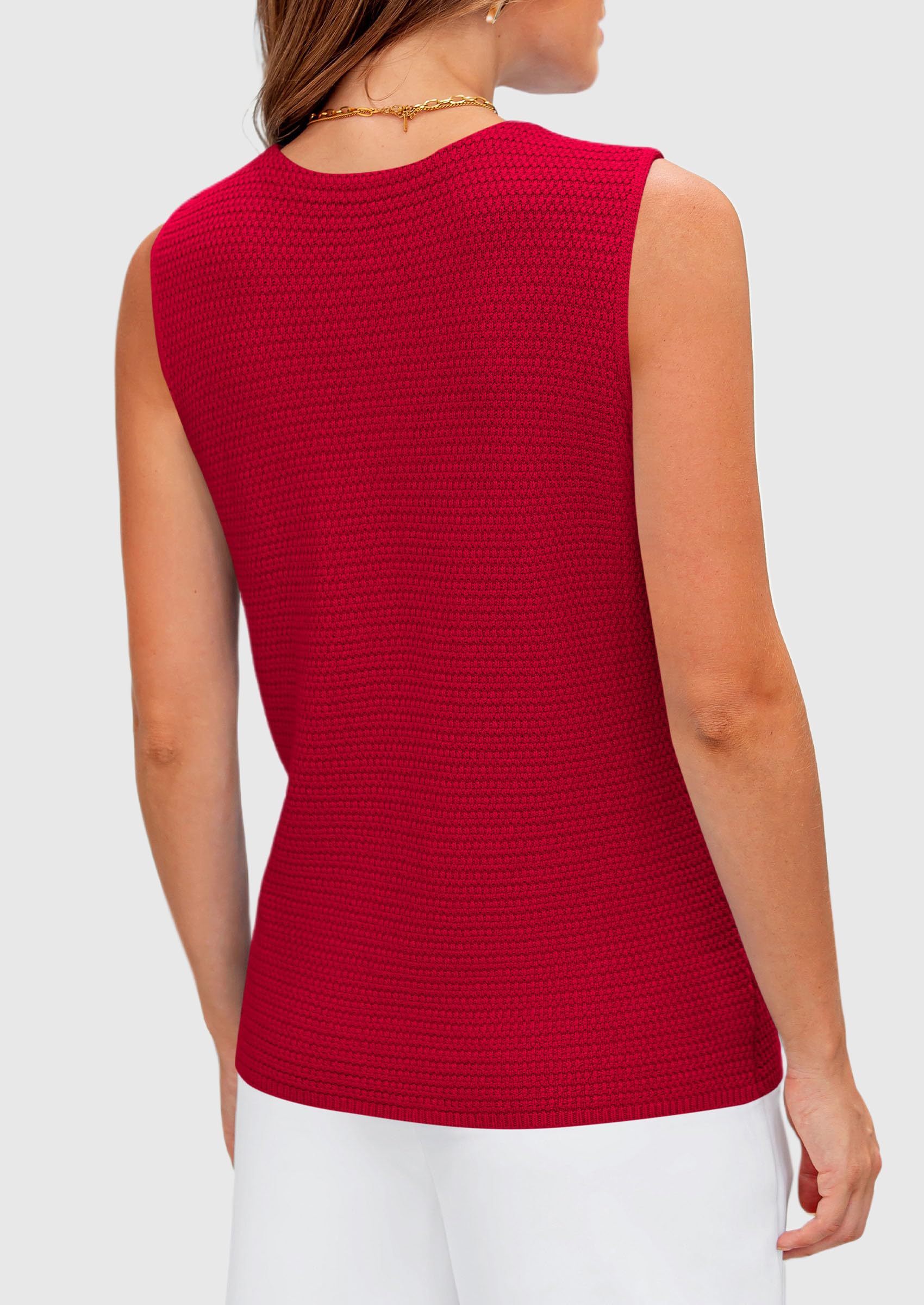 Foto 3 pulgar | Chaleco Tipo Suéter Prettygarden Para Mujer, Verano 2025, Rojo, Talla L - Venta Internacional.